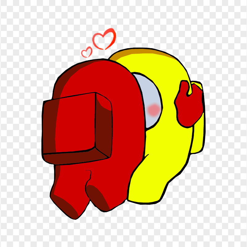 HD Valentine Love Red Kiss Yellow Among Us Characters PNG