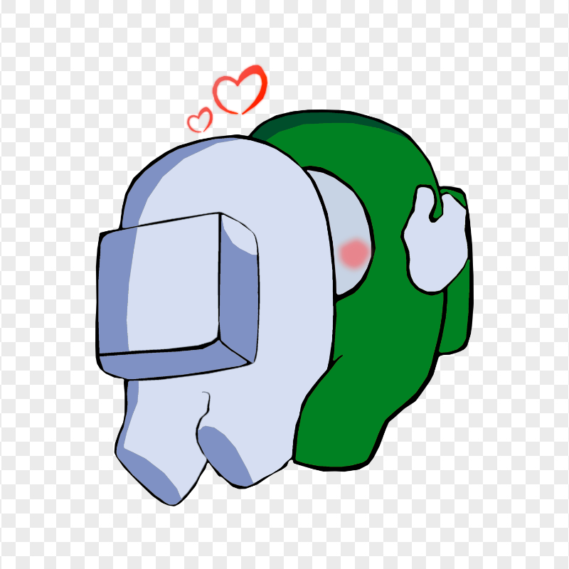 HD Valentine Love White Kiss Green Among Us Characters PNG