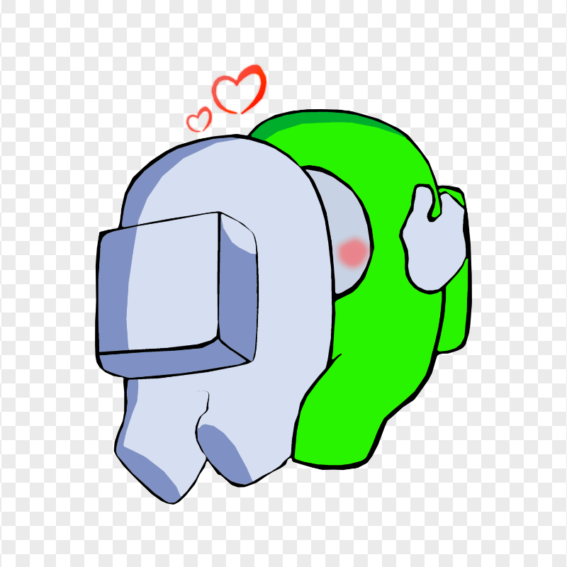 HD Valentine Love White Kiss Lime Among Us Characters PNG