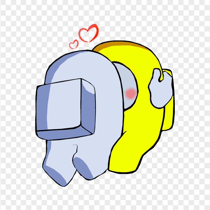 HD Valentine Love White Kiss Yellow Among Us Characters PNG