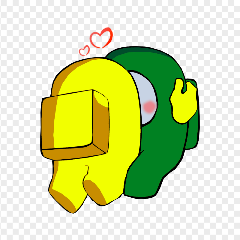 HD Valentine Love Yellow Kiss Green Among Us Characters PNG