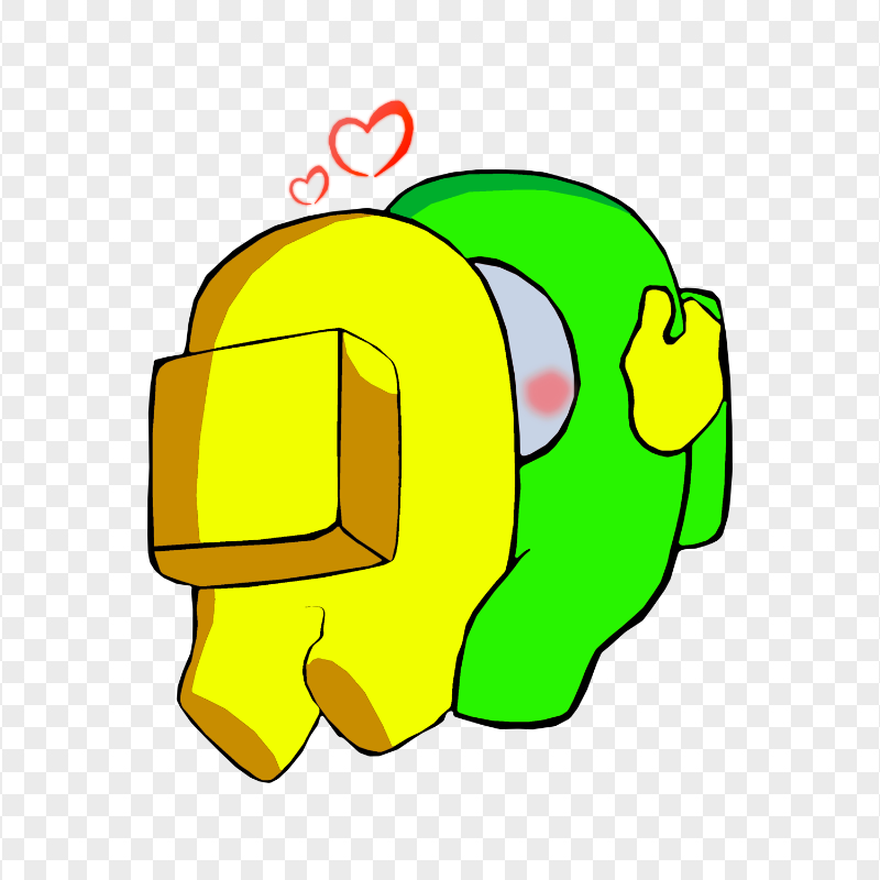 HD Valentine Love Yellow Kiss Lime Among Us Characters PNG