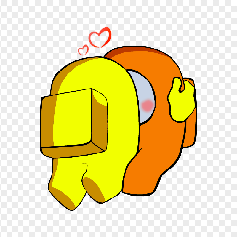 HD Valentine Love Yellow Kiss Orange Among Us Characters PNG