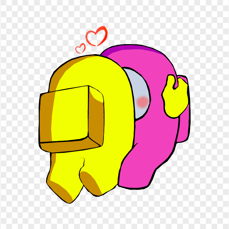 HD Valentine Love Yellow Kiss Pink Among Us Characters PNG