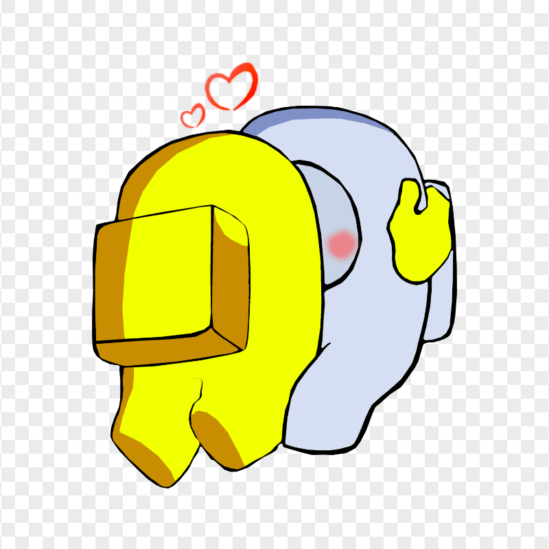 HD Valentine Love Yellow Kiss White Among Us Characters PNG