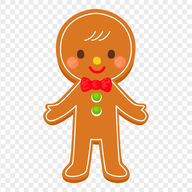 HD Vector Cute Cartoon Christmas Gingerbread Man PNG
