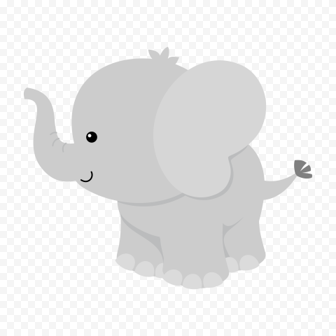 HD Vector Gray Cartoon Baby Elephant Transparent PNG
