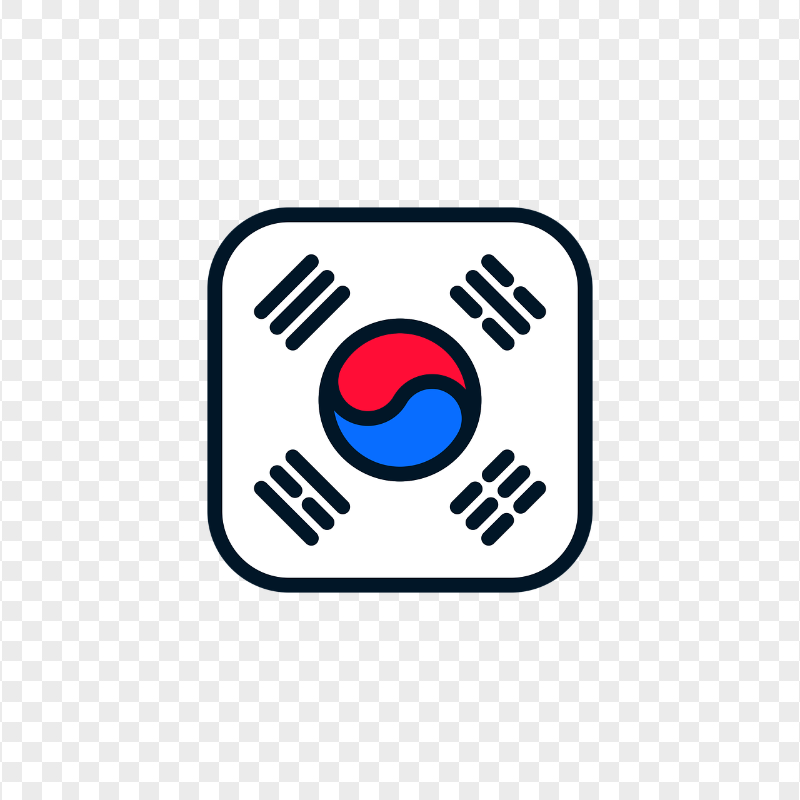 HD Vector Square South Korea Flag Icon PNG