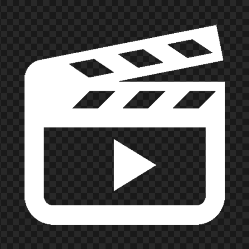 HD Video Cinema Clap White Icon Transparent Background