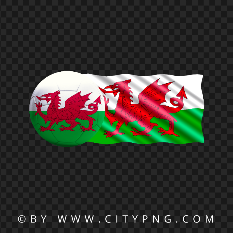 HD Wales Flag With Soccer Football Ball PNG