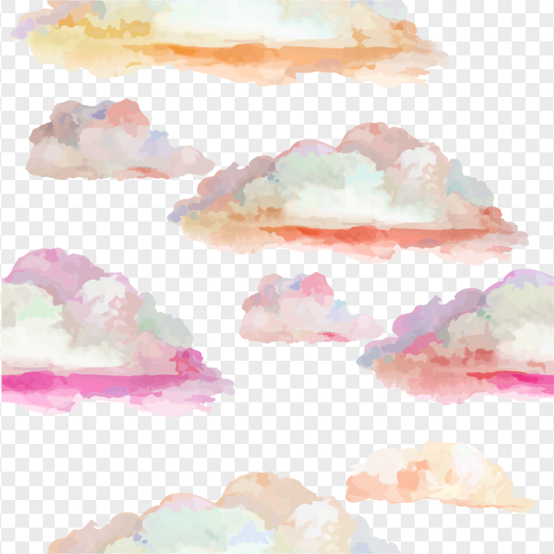 HD Watercolor Aesthetic Clouds Transparent PNG