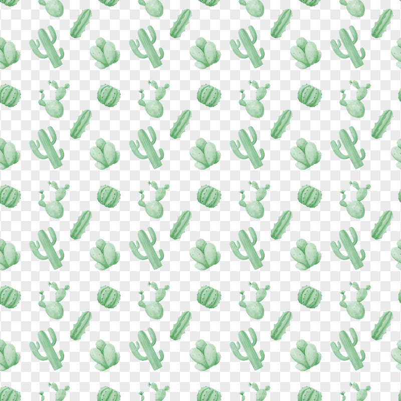 HD Watercolor Cactus Pattern Background PNG