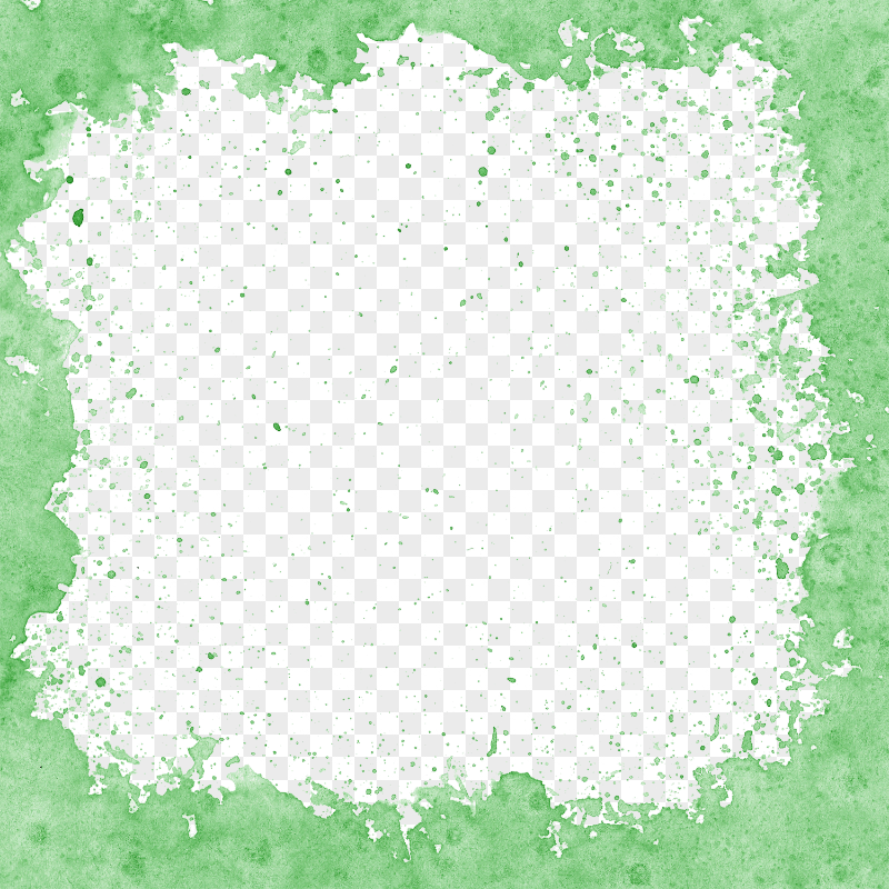 HD Watercolor Green Frame With Grunge PNG
