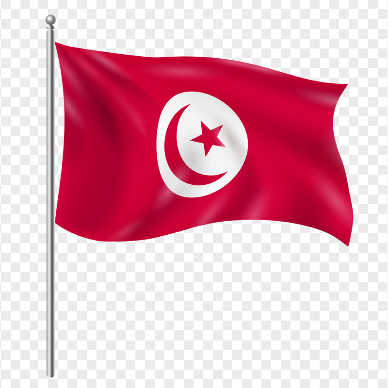 HD Waving Tunisia Flag Pole Transparent PNG