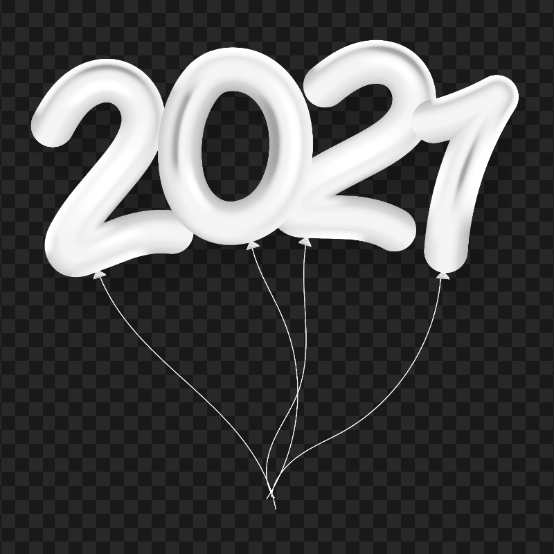 HD White 2021 Clipart Text Balloons Flying Logo PNG