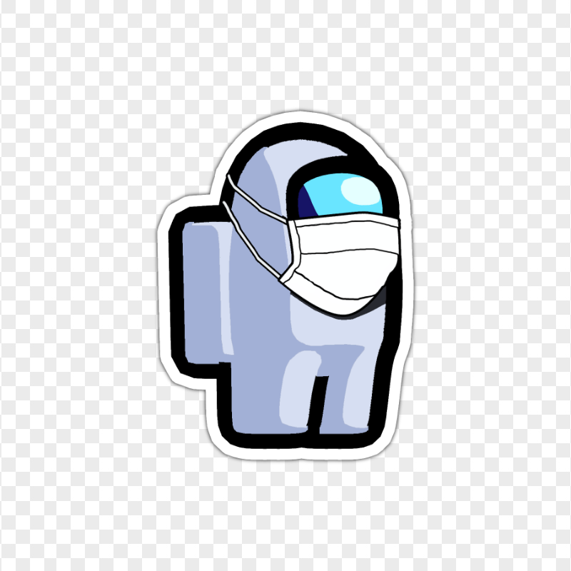 HD White Among Us Character Covid Surgical Mask Stickers PNG