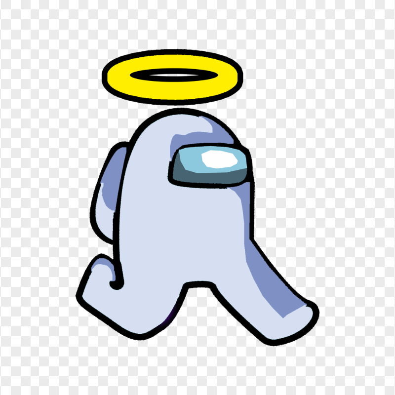HD White Among Us Character Walking With Angel Halo Hat PNG