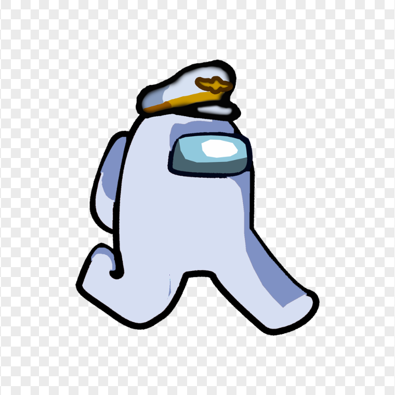 HD White Among Us Character Walking With Captain Hat PNG