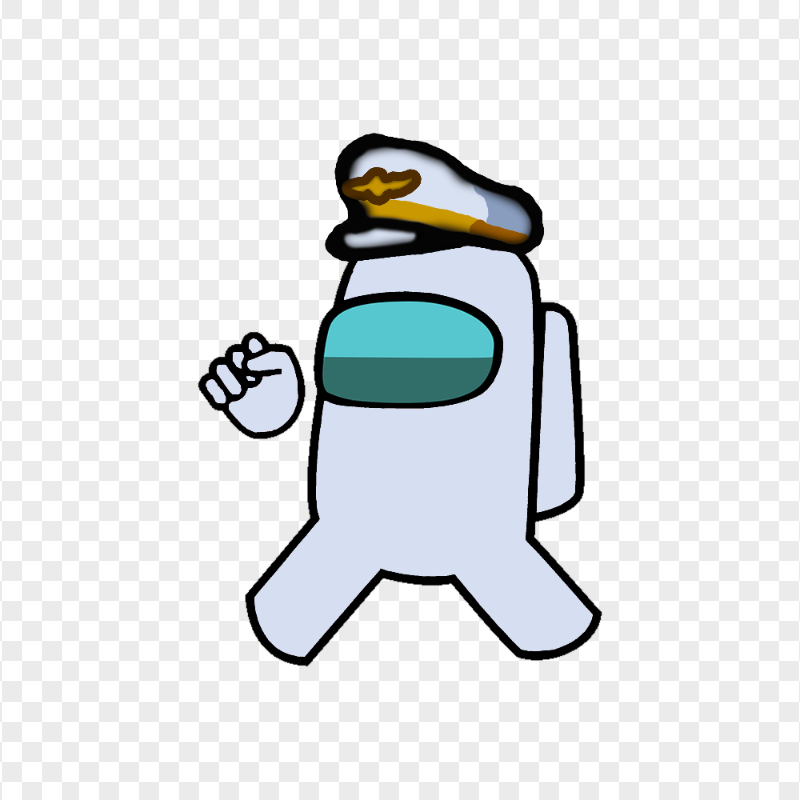 HD White Among Us Character Wear Captain Hat PNG