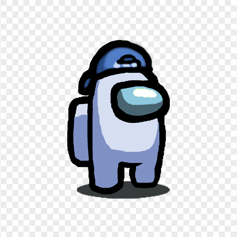 HD White Among Us Character With Backwards Baseball Cap PNG