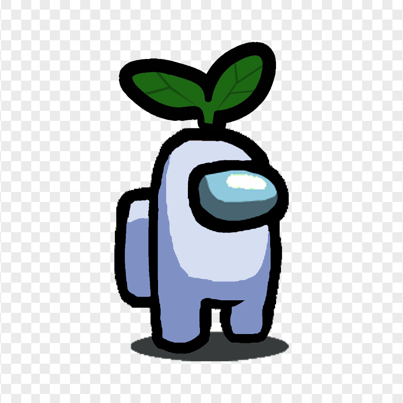 HD White Among Us Character With Green Leaf Hat On Head PNG