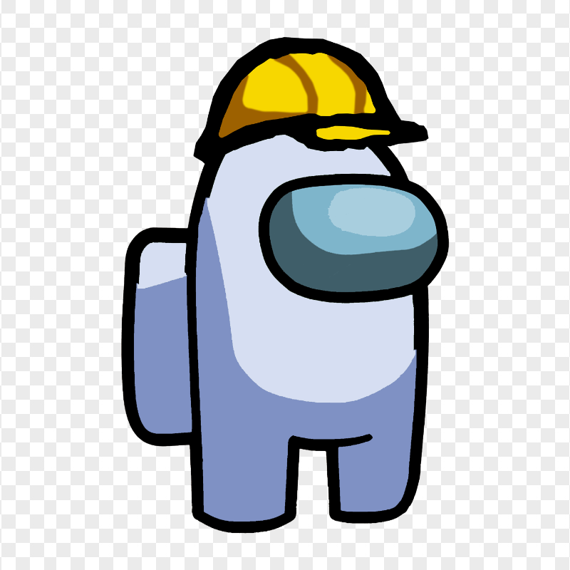 HD White Among Us Character With Hard Construction Hat PNG