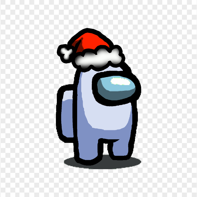HD White Among Us Character With Santa Hat PNG