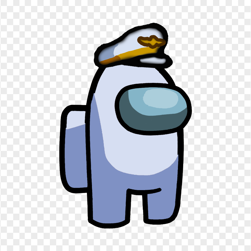 HD White Among Us Crewmate Character With Captain Hat PNG