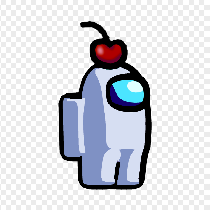 HD White Among Us Crewmate Character With Cherry Hat PNG