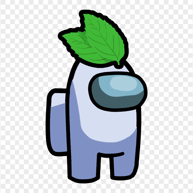 HD White Among Us Crewmate Character With Leaf Hat PNG