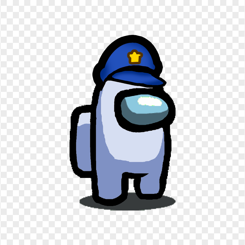 HD White Among Us Crewmate Character With Police Hat PNG