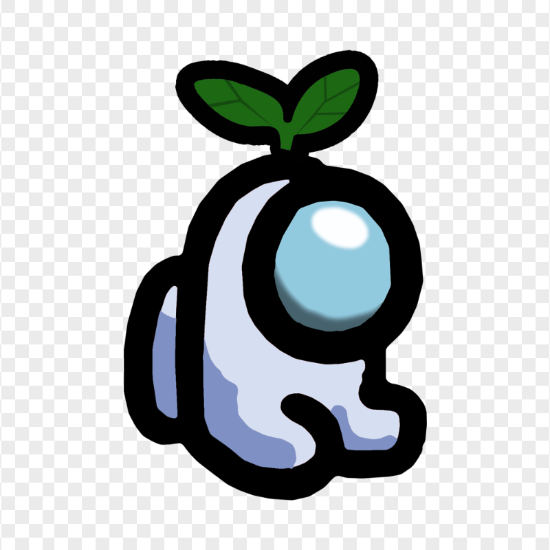 HD White Among Us Mini Crewmate Character Baby Leaf Hat PNG