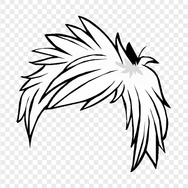 HD White Anime Hair Transparent Background