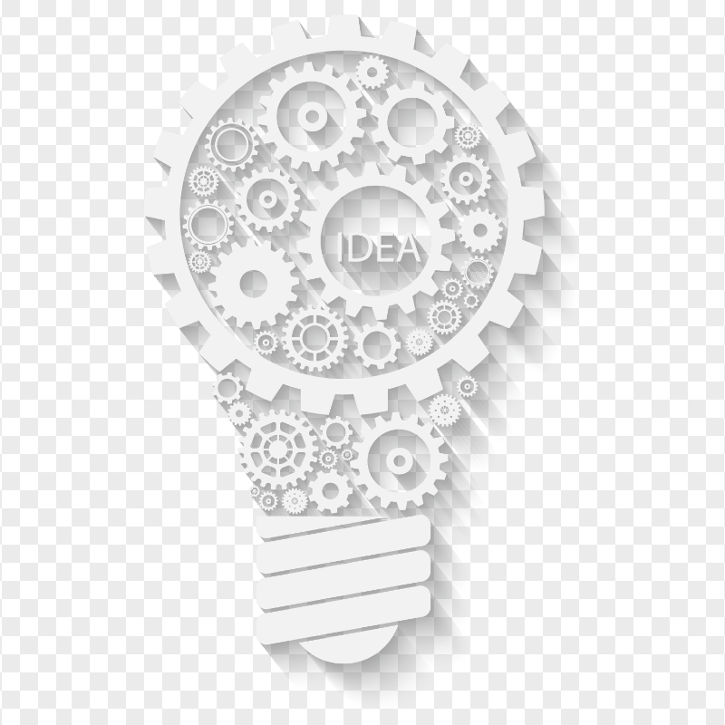 HD White Bulb Gears Illustration PNG
