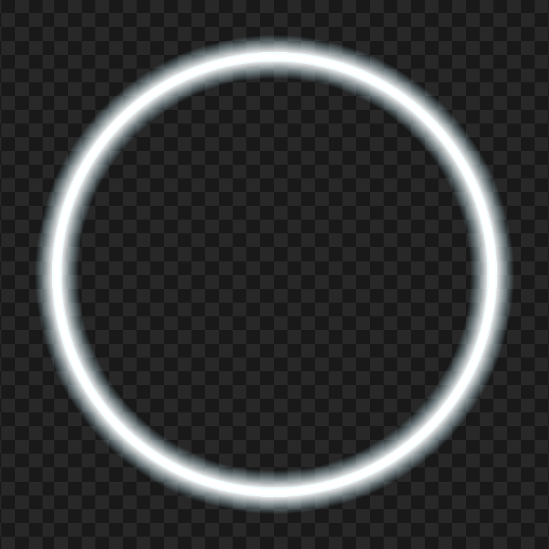 HD White Circle Glowing Neon Frame Border PNG