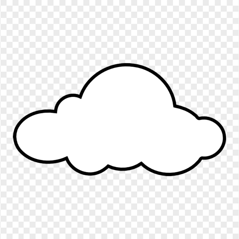 HD White Cloud With Black Border Icon PNG