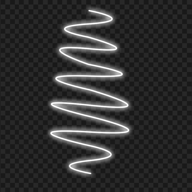 HD White Curve Neon Zig Zag Line PNG