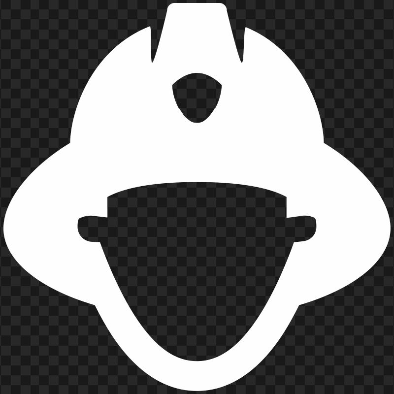 HD White Firefighter Fireman Head Silhouette Icon PNG
