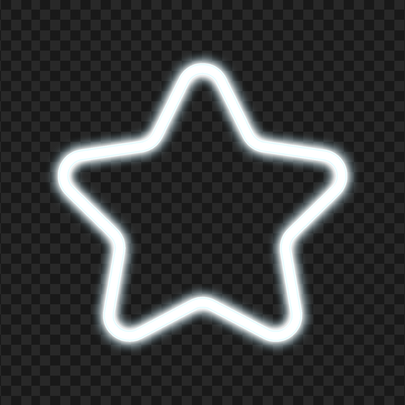 HD White Glowing Neon Star PNG