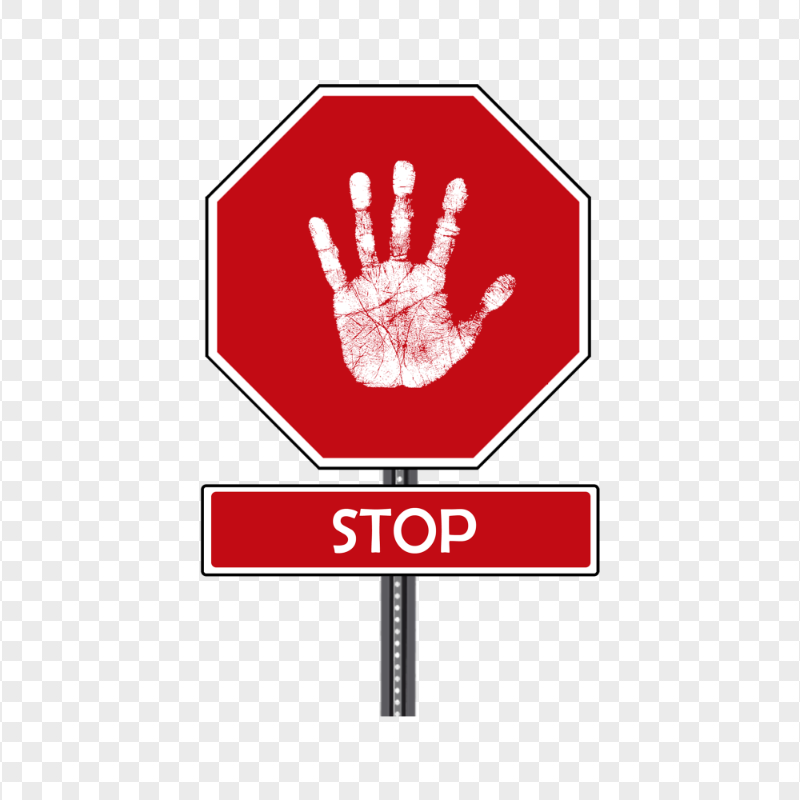 HD Stop Hand Symbol On Blue Road Sign Clipart PNG | Citypng