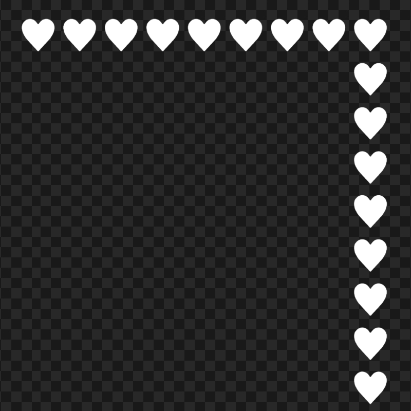 HD White Hearts Emoji Corner Border PNG