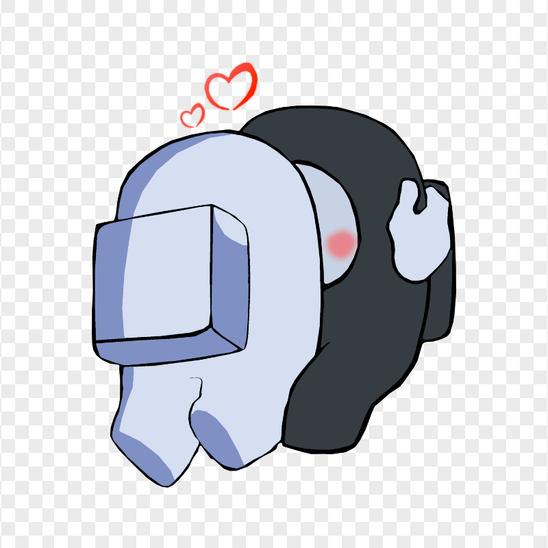 HD White Kiss Black Among Us Characters In Love PNG