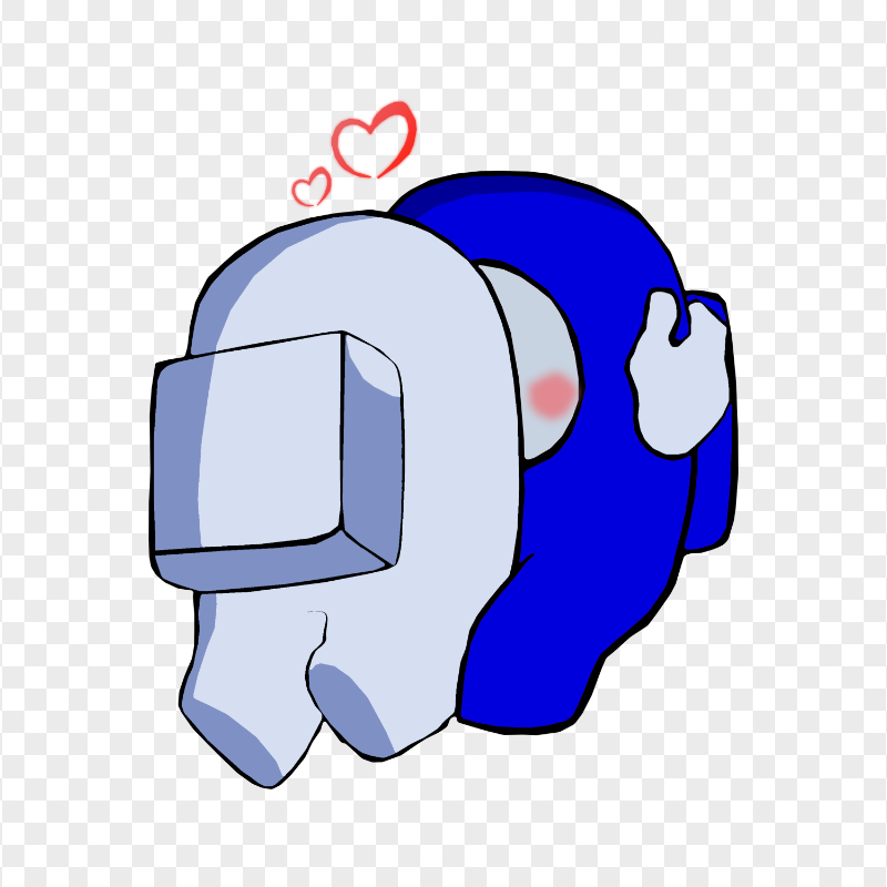 HD White Kiss Blue Among Us Characters In Love PNG