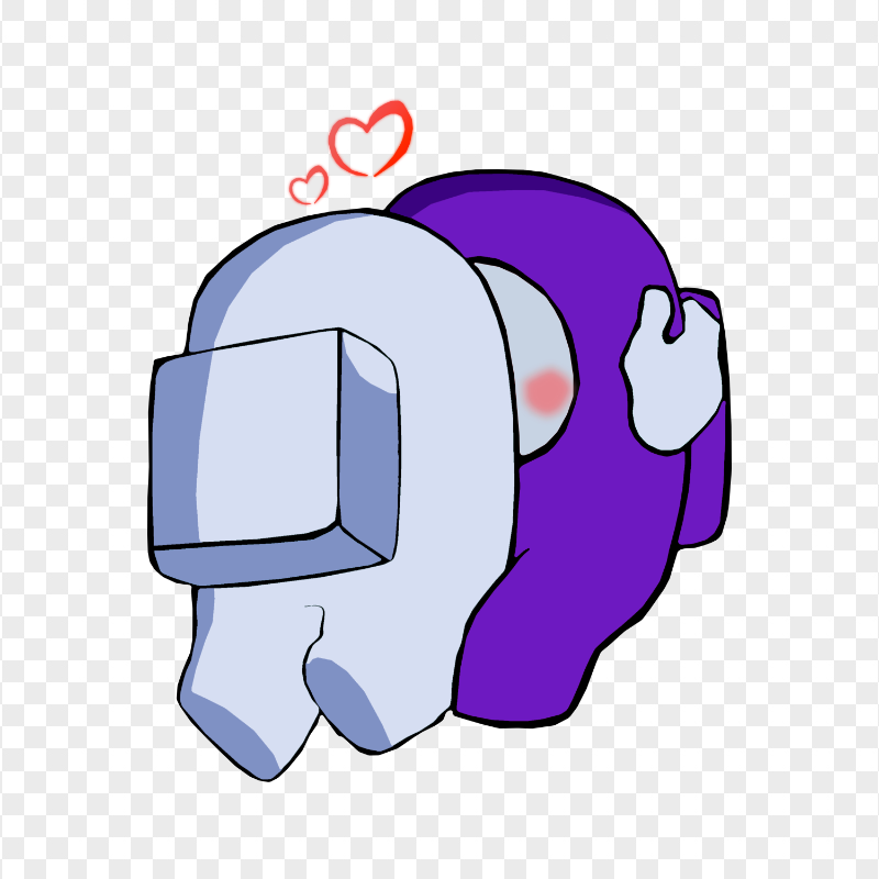 HD White Kiss Purple Among Us Characters In Love PNG