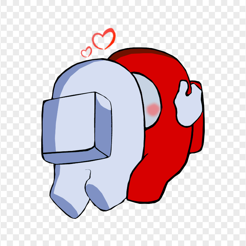 HD White Kiss Red Among Us Characters In Love PNG