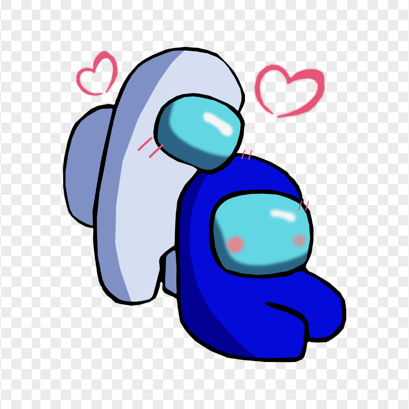 HD White Love Blue Among Us Characters Valentines Romance PNG