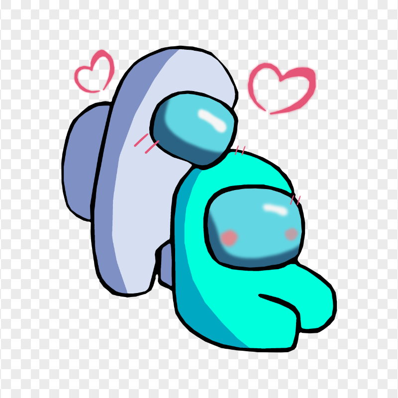 HD White Love Cyan Among Us Characters Valentines Romance PNG