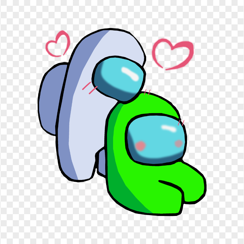 HD White Love Lime Among Us Characters Valentines Romance PNG