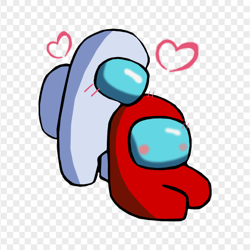 HD White Love Red Among Us Characters Valentines Romance PNG