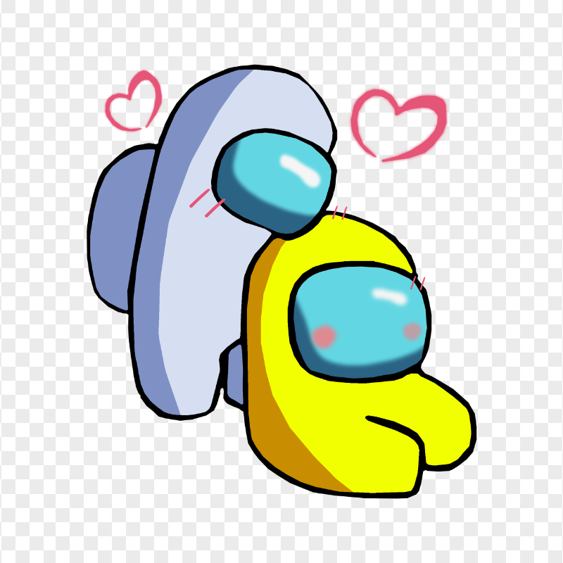 HD White Love Yellow Among Us Characters Valentines Romance PNG